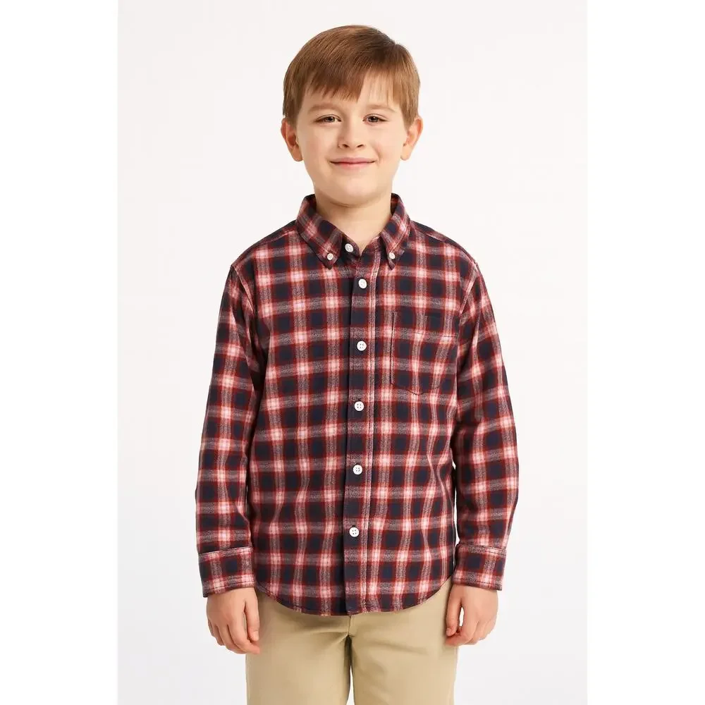 Excellent Old Navy Boys Checker Print Long Sleeve Button-Up Shirt Size 6/7